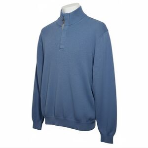 Brooks Brothers Pima 1/4 Button Pullover Sweater Blue Men's Size Large